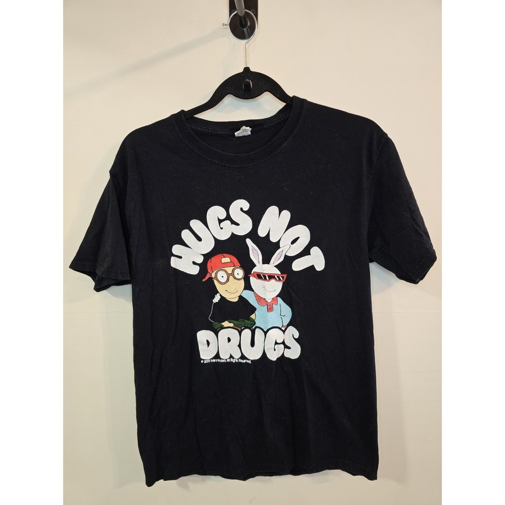 Vintage Y2K Arthur And Buster Bunny Hugs Not Drugs 2001 Marc Brown T-Shirt M